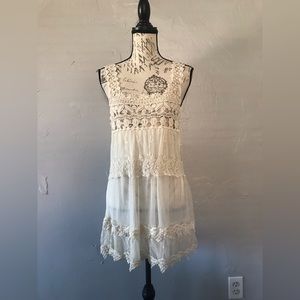 Blue Bird Ivory Lace Tiered Top